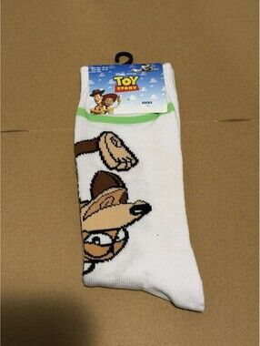 Unisex Adult Disney Pixar Toy Story Socks Size 10-13 White Dog Print